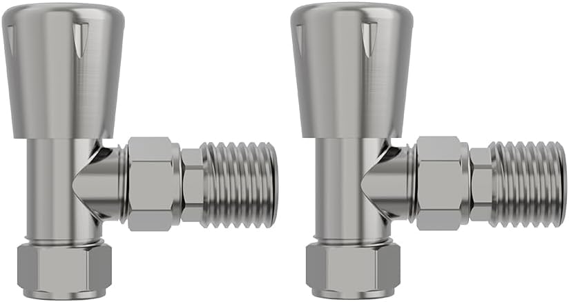 Warmehaus Angled Towel Radiator Valves Round 15mm for Towel Rail Radiator Satin Nickel โ image 1