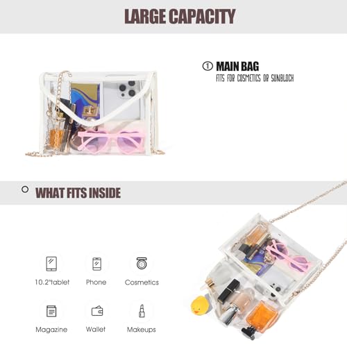 Image of Clear Purse for Women Stadium Approved, PVC Clear Crossbody Bag Transparent Bag for Stadium Events Concerts