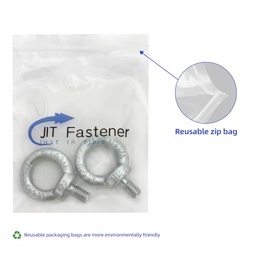 Image of 2 PCS 1 /2-13 Lifting Shoulder Eye Bolts, Carbon Steel Galvanised Heavy Duty Shoulder Lifting Ring Threaded Eyebolts