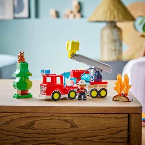 Image of LEGO DUPLO Town Fire Truck with Hose and Firefighter Emergency Rescue Vehicle Toy - 10473