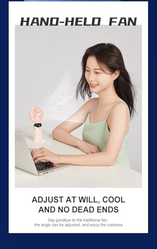 Rainberg Rechargeable Hand held Fan with LED Display, 5-Speed Settings, 5000mAh Battery, 90-Degree Adjustable, Desk Fan, Hand Fan, Portable fan, Quiet Cooling, Compact Design, USB Charging (Purple) - Image 4