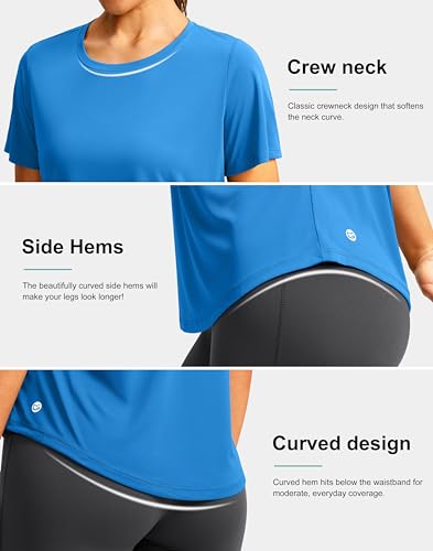 Image of Women's Short Sleeve Workout Shirts UPF 50+ Sun Protection T-Shirts Quick Dry Breathable Gym Running Hiking Tops for Women