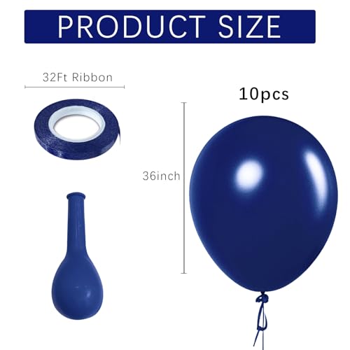 Image of Navy Blue Balloons Latex Party Dark Blue 10 Pack 36 inch Round Navy Balloons for Wedding Graduation Birthday Party Backdrop Decorations