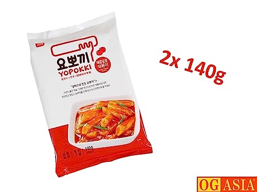 Yopokki Reiskuchen Doppelpack Süß & Sauer im Beutel - Korean Instant Rice Cake Pouch - Tteokbokki koreanische Reiskuchen - Sweet & Spicy - OG ASIA - 2x 140g