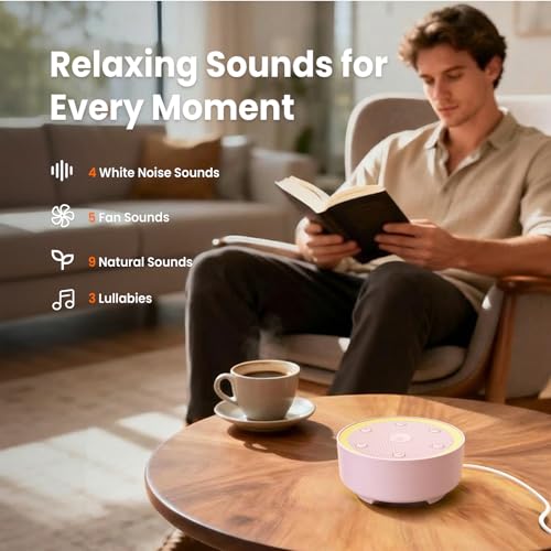 Image of Kipcush White Noise Machine for Sleeping - High-Fidelity Non-Looping Sounds, Dimmable Night Light, USB Powered, Sleep Sound Machine for Baby, Kids & Adults (K8-T Light Nude, Standard)