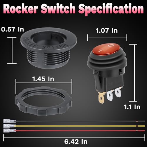 Image of BFXM Round Rocker Switch, Toggle Switch 12V, On Off Switch, SPST 3 Pin | Waterproof LED Lighted Automotive Power Switch, Marine Toggle Switch ,Automotive Replacement Electrical System Switches