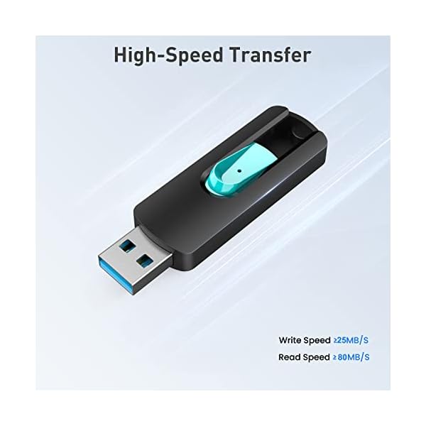Aiibe 128GB USB 3.0 Flash Drive 5 Pack 128GB Flash Drive USB 3.0 Thumb Drive Bulk USB Memory Stick Pen Drive Jump Drives 128GB USB Drive (5 Pack, Red Green Cyan Yellow Purple) - Image 3