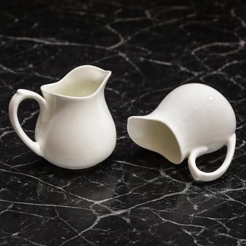 Image of 125 ml Set of 2 Bone China Sauce Boat or Tea or Gravy Pot or Creamer Milk Pot Microwave and Dishwasher Safe (Mirakii Small 2)