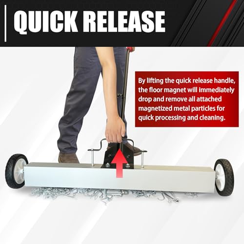 C&T 36-Inch Rolling Magnetic Pickup Sweeper With Wheels (55 Lbs Capacity), 40-Inch Telescoping Magnetic Pickup Tool (50 Lbs Capacity), Adjustable Handle, Safely Pick Up Nails, Screws And Metal Objects thumb #4