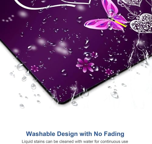 Image of Premium-Textured Mouse Pad, Non-Slip Rubber Base Mousepad for Laptop, Computer & PC, 9.5x7.9 in - Enhanced Precision, Ergonomic Comfort, Ideal for Gaming & Office (Purple Heart Butterfly)