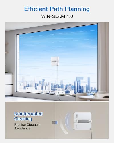 Image of ECOVACS WINBOT Mini 2 Robot Vacuum Cleaner, Angle Brushes & Ultrasonic Spray, Ultra-Thin for Narrow Windows, Smart Navigation, 6 App Modes, 10 Levels Protection
