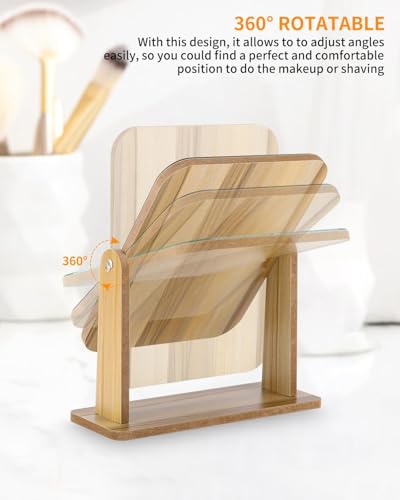Image of Jutyum Standing Mirror Small Wooden Table Mirror 25 x 22 cm Freestanding Cosmetic Mirror for Dressing Table, Desk, Bedroom, Bathroom Removable Simple