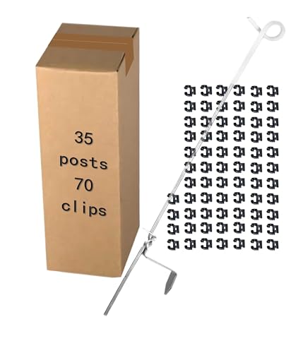 RiteFENCE PK35 Pigtail Step-in Posts for Electric Fences, Rod Diameter 0.32 inch (8mm) x 41inch Height with 70 Extra insulators That can Clip onto The Posts