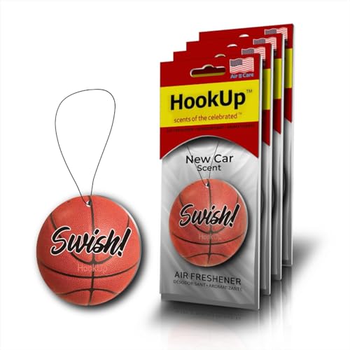 Basketball Hanging Car Air Freshener - 4 Pack of New Car Scent | Unique Gift for Sports Fan - Teens, Men, Women | Car Accessory with Fresh & Long Lasting Fresheners Smell