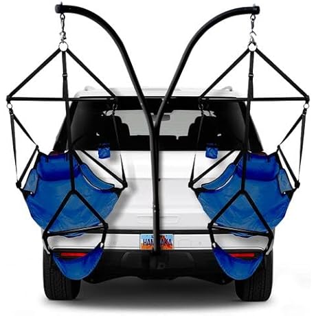 Hammock for Truck Hitch: HAMMAKA Trailer Hitch Stand with 2 Nylon Hammock Chairs (Royal Blue)