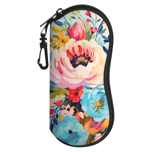 Image of Sunglasses Soft Case, Cute Ultra Light Portable Neoprene Zipper Eyeglass Glasses Case with Belt Clip for Men Women