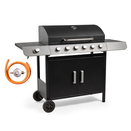 VonHaus Gas BBQ, 6+1 Burner Gas Barbecue with Warming Rack, Side Burner, Temperature Gauge, Cabinet...