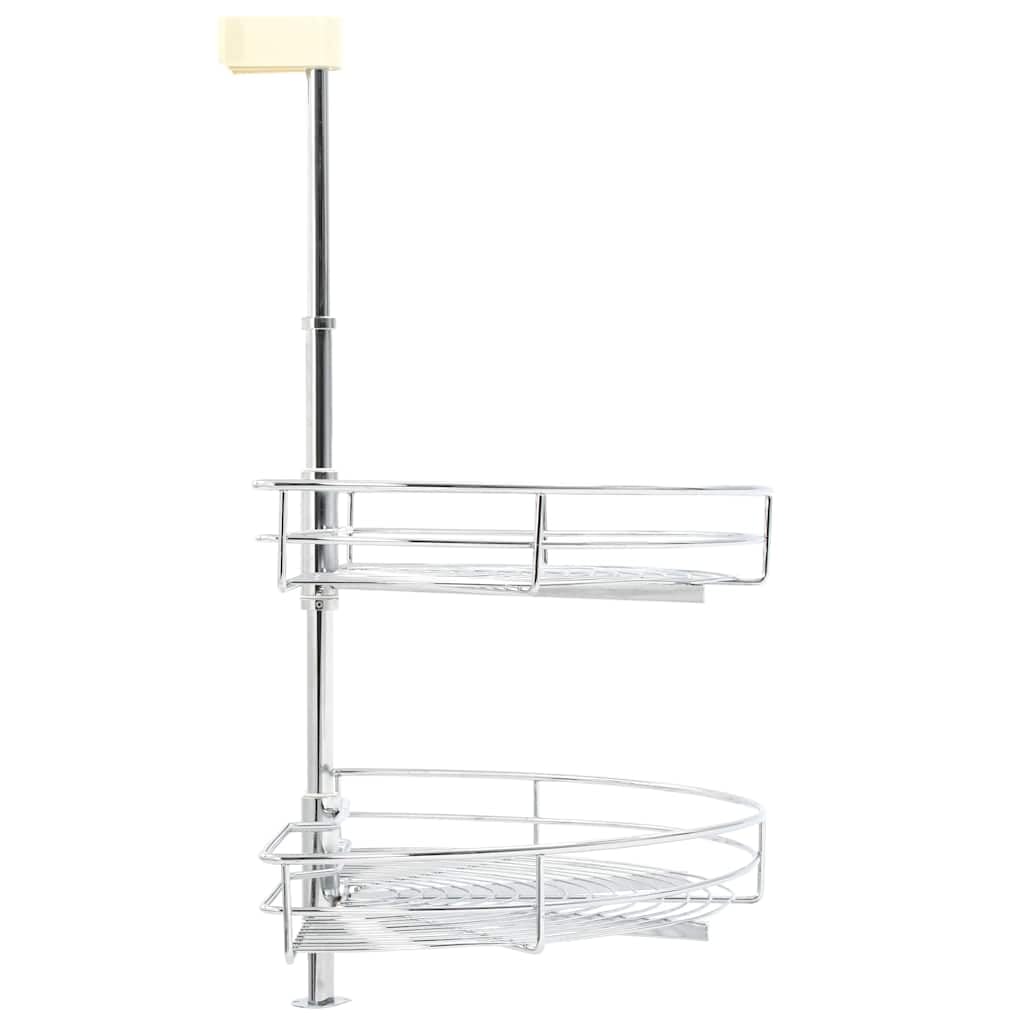 Cesta de alambre de cocina de 2 niveles, giratoria 180 grados, 75 x 38 x 80 cm, con estantes, ahorra espacio, organizador para utensilios, cubiertos, cuchara, escurreplatos y accesorios