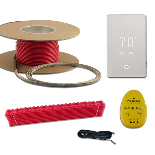 20 sqft 120v electric radiant floor heating kit  includes heating cable programmable thermostat sensor cable guides installation monitor and under tile heated floors
