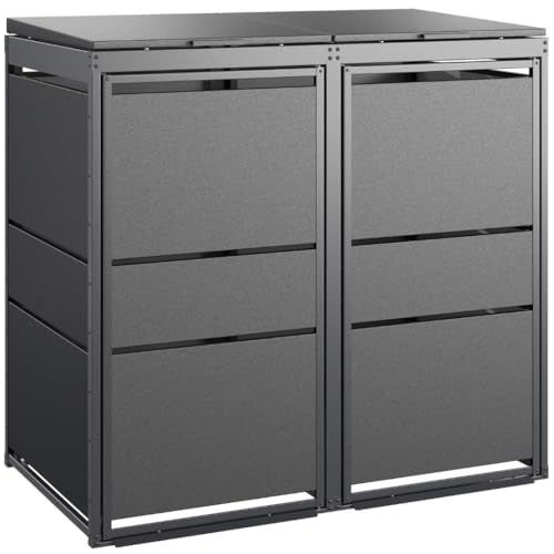 MBOX24 MODERN Mülltonnenbox 2er für 120 Liter Mülltonne | Anthrazit | Mülltonnenverkleidung | Mülltonnenhaus | Box für Mülltonnen | Mülltonnenunterstand | Mülltonneneinhausung