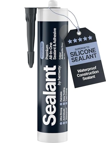 Image of Hemway Anthracite Gray Construction Sealant & Adhesive - 300ml 1 Pack | All-in-One Hybrid Polymer, Superior to Silicone Caulk Sealant, Waterproof, Odorless, Paintable Caulk Kitchen Bathroom Outdoor