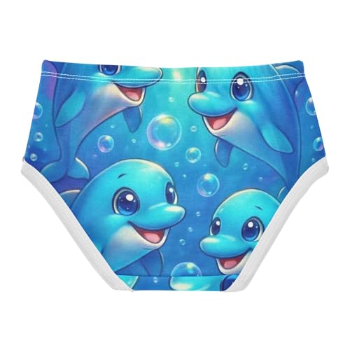 Girls Underwear Toddlers 2t Cotton Little Girl Panties Artistic Briefs Girls Undies Cute Dolphins Bubble Blue2
