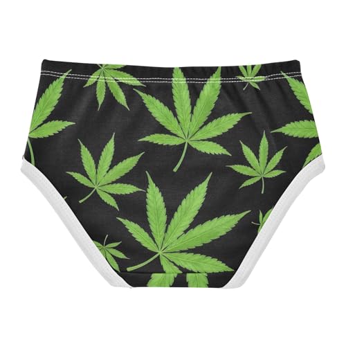 Green Vivid Leaves Black Toddler Girls Underwear 2t Cotton Little Girl Panties Artistic Briefs Underpants2