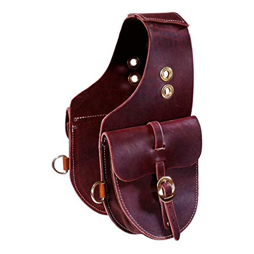 HUMAYL SADDLERY Horse Saddle Bag Cowhide Genuine Leather Western Equestrian Trail Simple Pack Equipment Horse Saddle Bags Size: 10” L x 10” W x 3 ½” D inches, BAG14