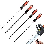 Tenbrachian 4 Pcs Chainsaw Files, Chainsaw Sharpener File, Professional Round Chain Saw Sharpener Tool for Chainsaw Chain Sharpening File, Chain Saw File with Non-Slip Handle(3.2, 4.0, 4.8, 5.5 mm)