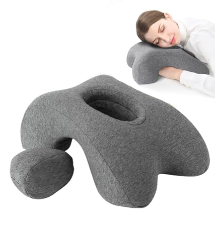 Fcare Desk Pillow for Napping Travel Neck Pillow Memory Foam Wedge for Sleeping Slow Rebound Back Pillow (Slightly Hard) for Slender Ladies & Teenagers Comfortable Washable Velvet Cover
