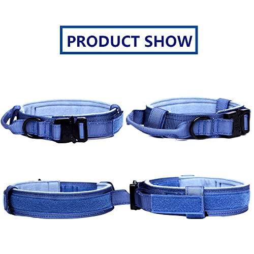 Image of Tactical Dog Collar and Leash Set Adjustable Military Nylon Dog Collar with Control Handle and Heavy Duty Metal Buckle for Large Dogs(Dark Blue XXL