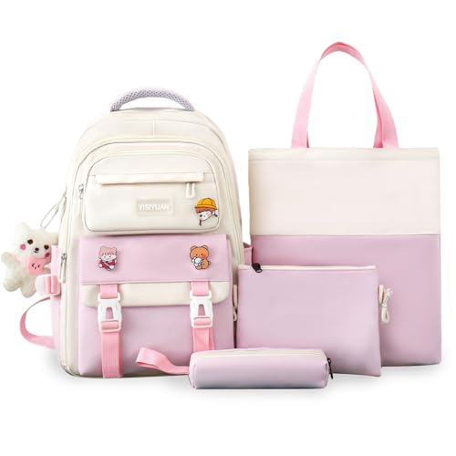 Tanou Schulranzen Mädchen 4-teilig, Schultasche Kinder Rucksack Schule...