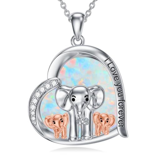 Mom Necklace 925 Sterling Silver Mama Elephant/Sloth/Bear Pendant Necklace with 1-5 Cubs Mothers Day Gifts Jewelry for Women