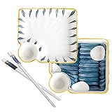 AWYGHJ Ceramic Square Shape Japanese Sushi Plates, Set of 2, Dessert/Salad Plates Serving Trays,...