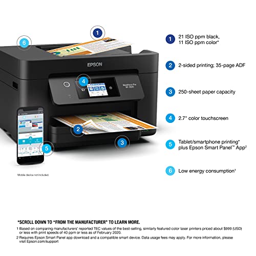 Image of Epson Workforce Pro WF-3820 Wireless All-in-One Printer with Auto 2-Sided Printing, 35-Page ADF, 250-sheet Paper Tray and 2.7 inch Color Touchscreen (Renewed)
