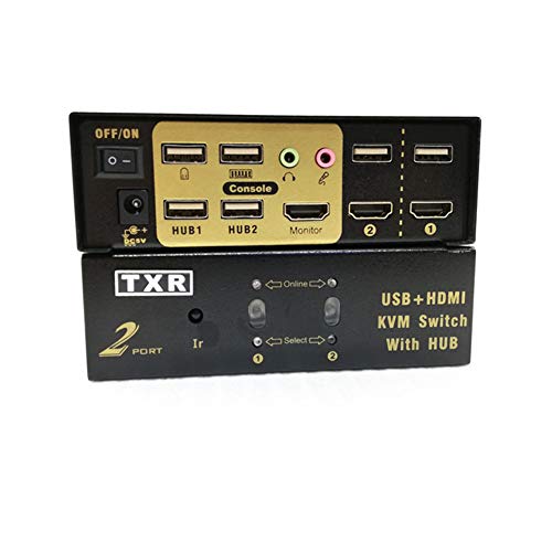 USB HDMI KVMXCb`A2 in 1 out 2|[gHDMI USB3.0I[fBIP[utXvb^}EXL[{[h1080P 3DXCb`[for WindowsAMac OSXALinuxANetwareAUnix PC (2|[g