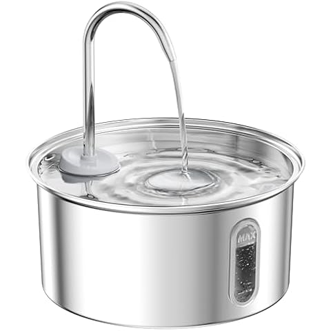 Petlipo Cat Water Fountain Stainless Steel: 108oz/3.2L Cat Fountain for Drinking, Pet Fountain Water Bowl Dog Drinking Dispenser Cat Feeding & Watering Supplies, Super Quiet Kitty Spout for Cats Dogs Cover