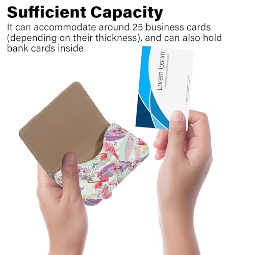 Image of Business Card Holder,PU Leather Business Card Case Color Printing Pattern Card Holder Wallet,Pockets Magnetic Credit Card Holders for Men and Women - Rose Flowers