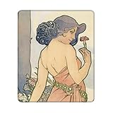 アルフォンスミュシャ 四つの花 カーネーション マウスパッド おしゃれ 高耐久性 滑り止め 防水 Pc ラップトップ 水洗い レーザー 光学式 世界の名画 25*30cm