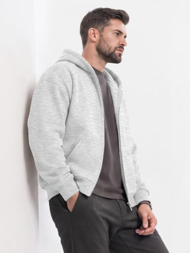 EFAN Men's Oversized Zip Up Hoodie Fleece Sweatshirts with Pockets Grey - image 3