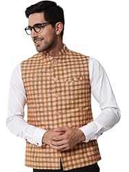 Vastraa Fusion Men’s Cotton Blend Ethnic Nehru Jacket