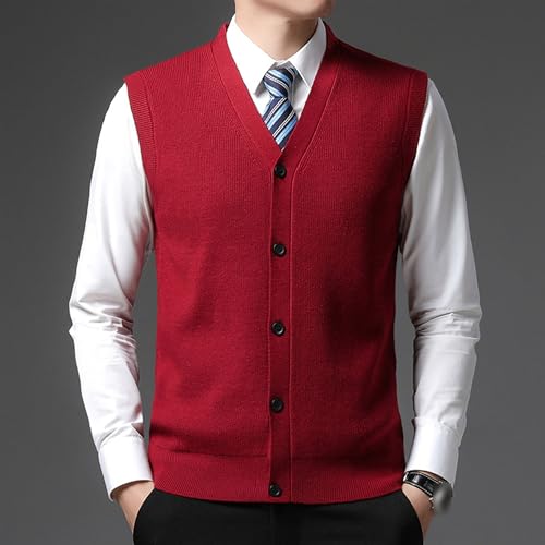 Knitted Button Up Vest Men V Neck Casual Sleeveless Cardigan Male Slim Fit Basic Sweater Vest3