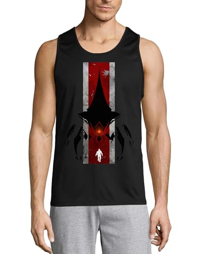 Camiseta sin mangas de algodón Massive Alien Art negra para hombre