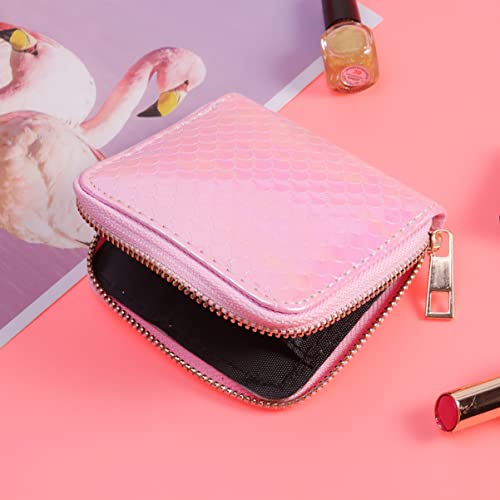 Mermaid Pattern Coin Wallet for Girls - Compact Pink Pu Zipper Purse with 4 Card Holders and 2 Compartments Perfect for Change and Cash4