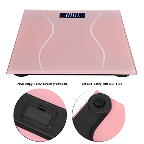 Báscula digital de baño con pantalla LCD rosa miniatura 4