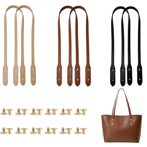 6 Pcs Purse Handles for Crochet Bags PU Leather Replacement Straps