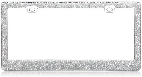 MYBAT LPF4PC029WIT Fully Encrusted in Multiple Sized Pearls Over Chrome Metal Frame