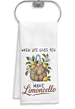 CoCray66 When Life Gives You Make Limoncello Kitchen Towel - Funny Cute Lemon Towel Gift for Wine Lover - Humor Sarcastic - Winemaker - Housewarming Gift - Soft & Absorbent Kitchen Towels