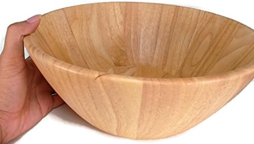 Salad Bowl Fruit Bowl Fruits Handmade Wooden Utensil Natural Rubber Serving Bowl 12 Inch