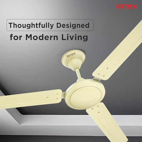 Image of Intex Aero Silk 1200MM Ceiling Fan 3 Blade 380 RPM | High Speed Motor 210 CMM | Air Delivery 50W Low Power Double Ball Bearing | Rust Proof Body 3 Speed Control 24 Month Warranty (Ivory)